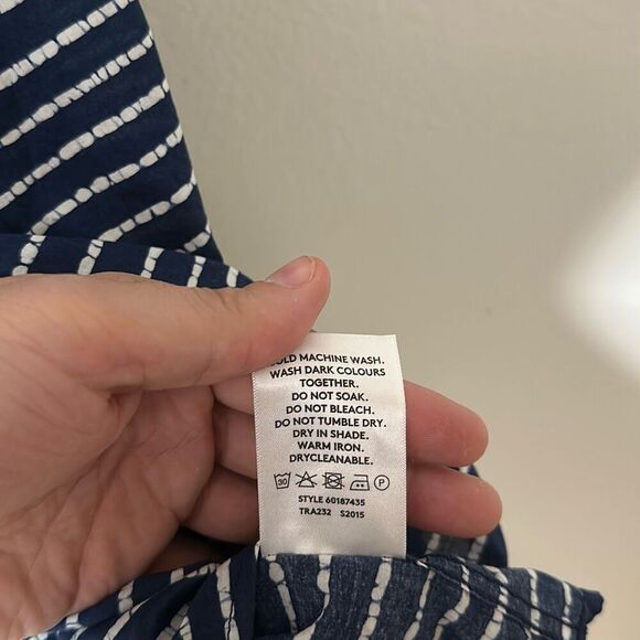 Country Road Mens Navy White Striped Short Sleeve Button Down Shirt Size Medium - Picture 9 of 9